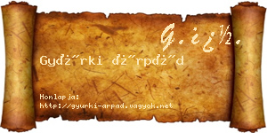 Gyürki Árpád névjegykártya